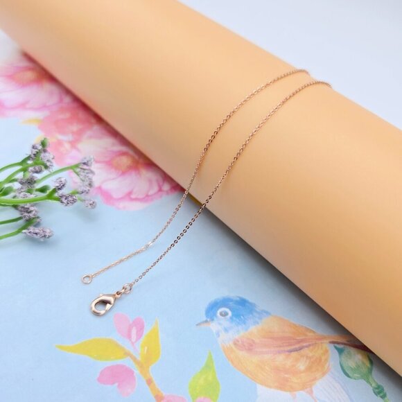 "Delicate Rose Gold Chain Necklace, 18 Inch, Gold Plated Over Brass, XPNL0099 - Picture 7 of 12